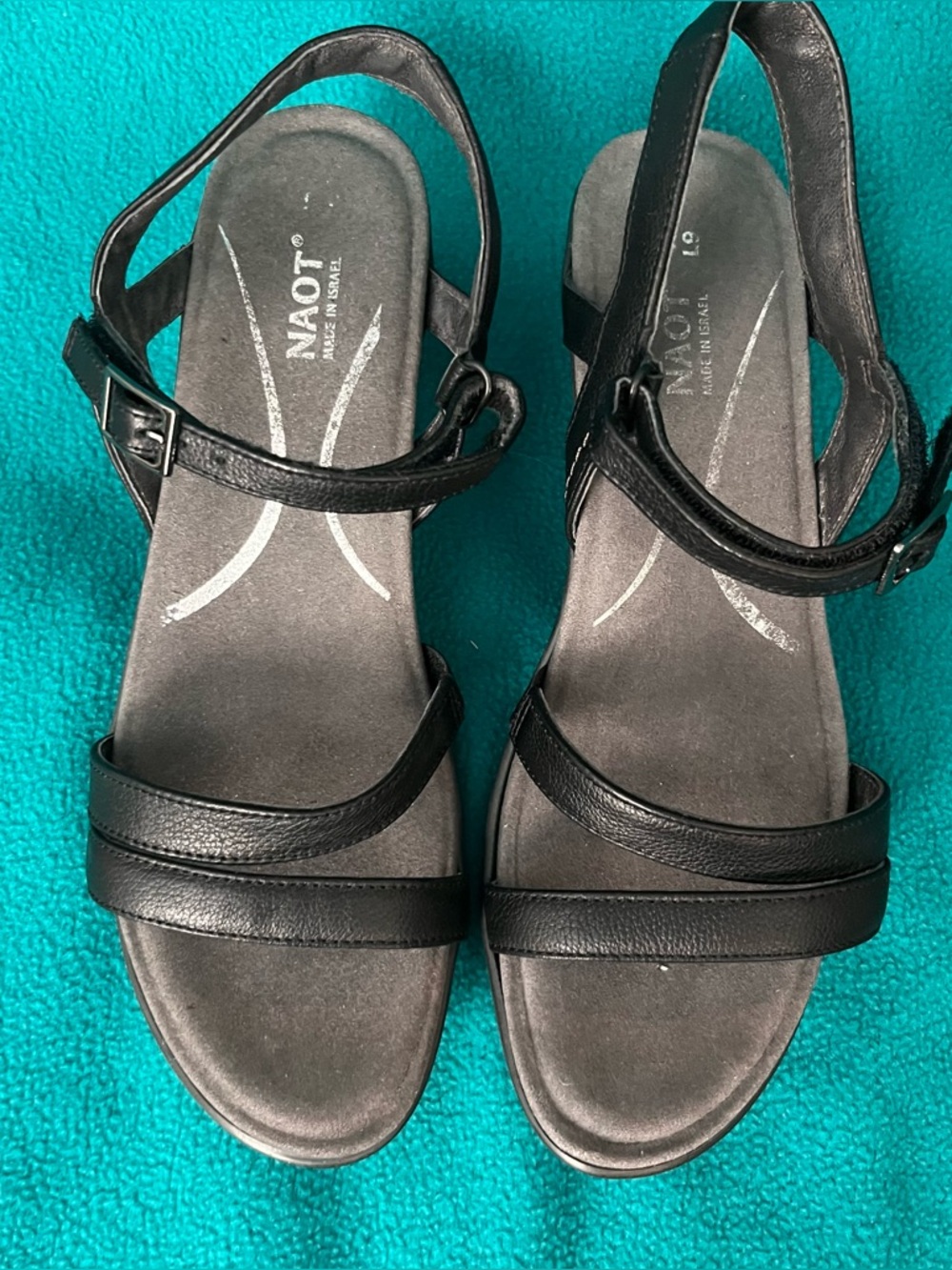 Naot Bounty Black Leather Adjustable Slingback Sandals